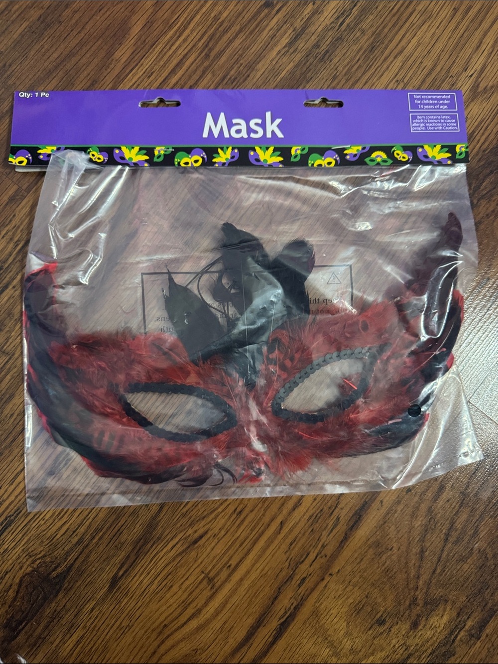 Halloween Red and Black Feather Masquerade Mask
